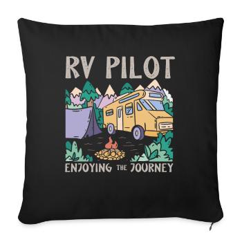 Camping camping-car, VR - Housse de coussin décorative 45 x 45 cm - noir - Devant