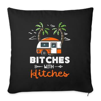 Camping camping-car, VR - Housse de coussin décorative 45 x 45 cm - noir - Devant