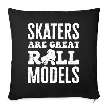 Skating, roller skating - Sofa pillowcase 17,3'' x 17,3'' (45 x 45 cm) - black - Front