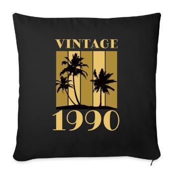 Year of birth 1990 Year of birth Date of birth Vintage - Sofa pillowcase 17,3'' x 17,3'' (45 x 45 cm) - black - Front