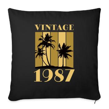 Year of birth 1987 Year of birth Date of birth Vintage - Sofa pillowcase 17,3'' x 17,3'' (45 x 45 cm) - black - Front