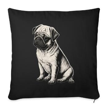 Schwarz weißer Mops - Sofakissenbezug 45 x 45 cm - Schwarz - Vorne