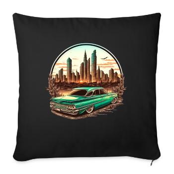 Muscle car drives through the desert USA with Rocknroll - Sofa pillowcase 17,3'' x 17,3'' (45 x 45 cm) - black - Front