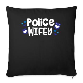 Police officer uniform costume - Sofa pillowcase 17,3'' x 17,3'' (45 x 45 cm) - black - Front