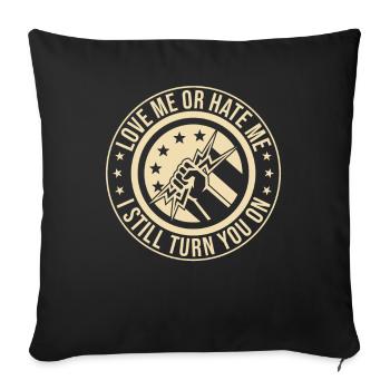 Drôle d’électricien haute tension disant électricité - Housse de coussin décorative 45 x 45 cm - noir - Devant