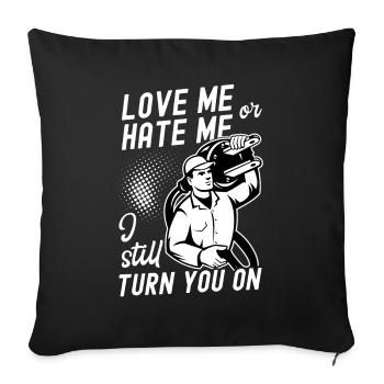 Drôle d’électricien haute tension disant électricité - Housse de coussin décorative 45 x 45 cm - noir - Devant