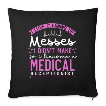 Physician assistant, receptionist - Sofa pillowcase 17,3'' x 17,3'' (45 x 45 cm) - black - Front
