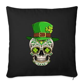 Sugar Skull Irish Ireland Clover St Patrick's Day - Sofa pillowcase 17,3'' x 17,3'' (45 x 45 cm) - black - Front