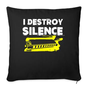 Harmonica player, Harmonica music - Sofa pillowcase 17,3'' x 17,3'' (45 x 45 cm) - black - Front