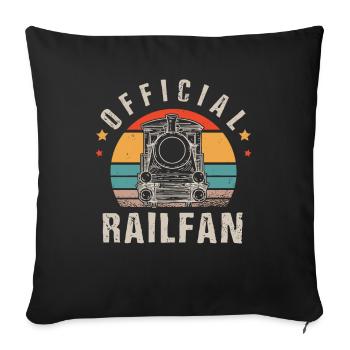 Railway fan, locomotive, railway conductor - Sofa pillowcase 17,3'' x 17,3'' (45 x 45 cm) - black - Front