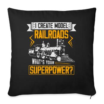 Railway fan, locomotive, railway conductor - Sofa pillowcase 17,3'' x 17,3'' (45 x 45 cm) - black - Front