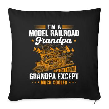 Railway fan, locomotive, railway conductor - Sofa pillowcase 17,3'' x 17,3'' (45 x 45 cm) - black - Front