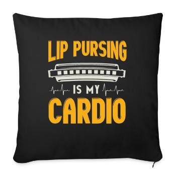 Harmonica player, Unny harmonica - Sofa pillowcase 17,3'' x 17,3'' (45 x 45 cm) - black - Front