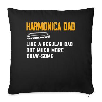 Harmonica player, Unny harmonica - Sofa pillowcase 17,3'' x 17,3'' (45 x 45 cm) - black - Front