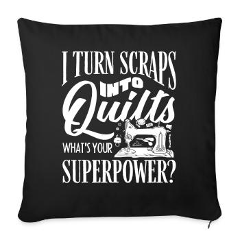 Quilting, knitting, sewing, quilting - Sofa pillowcase 17,3'' x 17,3'' (45 x 45 cm) - black - Front