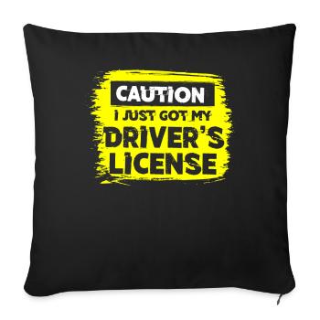 New driving licence - Sofa pillowcase 17,3'' x 17,3'' (45 x 45 cm) - black - Front