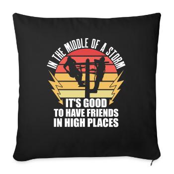 Power Lineman Power Line Electrician - Sofa pillowcase 17,3'' x 17,3'' (45 x 45 cm) - black - Front