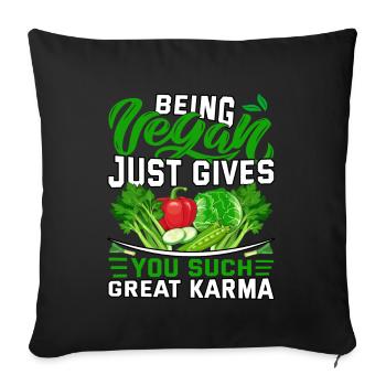 Being vegan just gives you such great karma - Sofa pillowcase 17,3'' x 17,3'' (45 x 45 cm) - black - Front