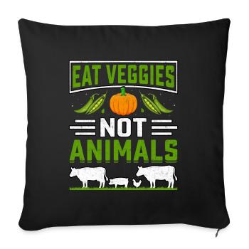 Mangez des légumes et non des animaux - Housse de coussin décorative 45 x 45 cm - noir - Devant