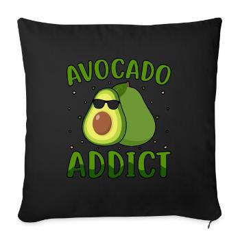 Avocado Addict vegan - Sofa pillowcase 17,3'' x 17,3'' (45 x 45 cm) - black - Front
