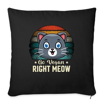Devenir végétalien miaulement droit - Housse de coussin décorative 45 x 45 cm - noir - Devant