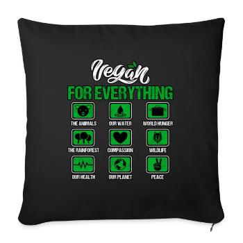 Vegan for everything - Sofa pillowcase 17,3'' x 17,3'' (45 x 45 cm) - black - Front