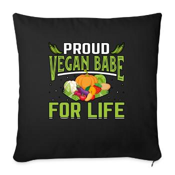 Fière fille végétalienne pour la vie - Housse de coussin décorative 45 x 45 cm - noir - Devant