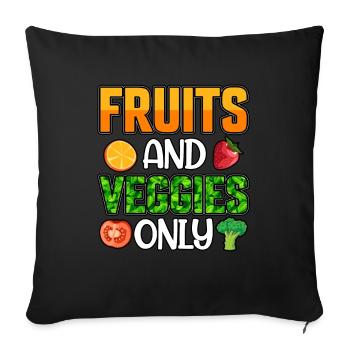 Fruits and veggies only - Sofa pillowcase 17,3'' x 17,3'' (45 x 45 cm) - black - Front