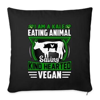 Je suis un mangeur de chou frisé sauvant des animaux au bon cœur - Housse de coussin décorative 45 x 45 cm - noir - Devant