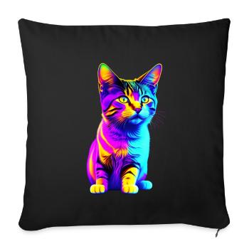 Colorful Rainbow Kitten - Sofa pillowcase 17,3'' x 17,3'' (45 x 45 cm) - black - Front
