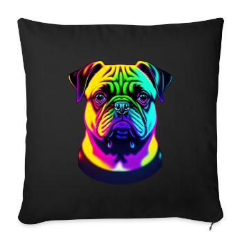Colorful Rainbow Pug - Sofa pillowcase 17,3'' x 17,3'' (45 x 45 cm) - black - Front