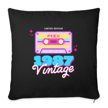 1987 Vintage Year Vintage Gift Idea Retro - Sofa pillowcase 17,3'' x 17,3'' (45 x 45 cm) - black - Front