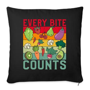 Every Bite Counts Vegan - Sofa pillowcase 17,3'' x 17,3'' (45 x 45 cm) - black - Front