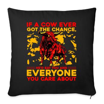 Vegan Cow Bull - Sofa pillowcase 17,3'' x 17,3'' (45 x 45 cm) - black - Front