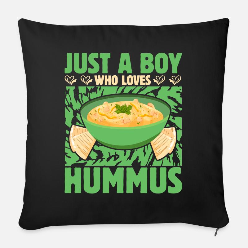 just a Boy who loves Hummus Vegan - Sofakissenbezug 45 x 45 cm - Schwarz