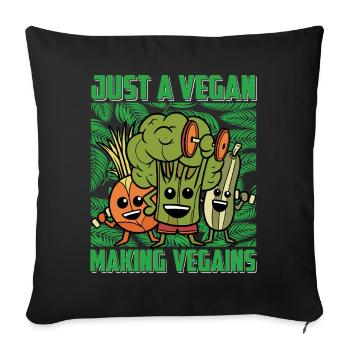 Juste un végétalien qui fait des Vegains - Housse de coussin décorative 45 x 45 cm - noir - Devant