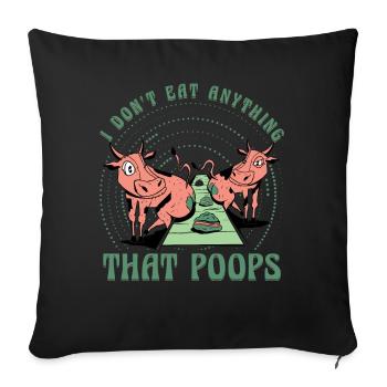 Je ne mange rien qui fasse caca Vegan - Housse de coussin décorative 45 x 45 cm - noir - Devant