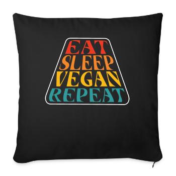 Eat Sleep Vegan Repeat - Sofa pillowcase 17,3'' x 17,3'' (45 x 45 cm) - black - Front