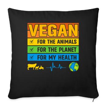 Vegan pour les animaux pour la planète pour la santé - Housse de coussin décorative 45 x 45 cm - noir - Devant