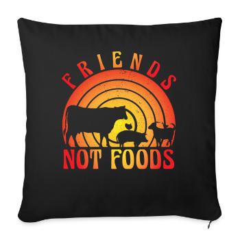 Vegan Friends not Foods - Sofa pillowcase 17,3'' x 17,3'' (45 x 45 cm) - black - Front