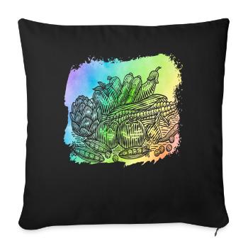 Vegan vegetables - Sofa pillowcase 17,3'' x 17,3'' (45 x 45 cm) - black - Front