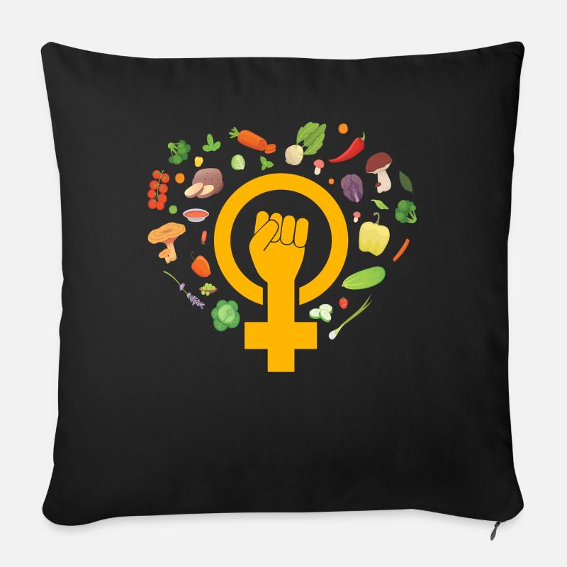 Feministin Vegan - Sofakissenbezug 45 x 45 cm - Schwarz