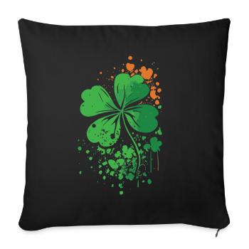 4 Leaf Clover St. Patrick’s Day Paint Splatter - Housse de coussin décorative 45 x 45 cm - noir - Devant