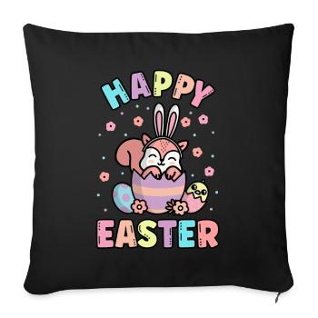 Happy Easter Squirrel With Rabbit Ears Spring - Sofa pillowcase 17,3'' x 17,3'' (45 x 45 cm) - black - Front