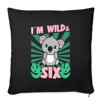Im Wild Et 6 ans Bday Party Cadeau Koala - Housse de coussin décorative 45 x 45 cm - noir - Devant