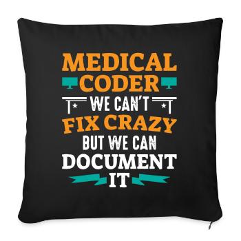 Codeur médical, programmeur - Housse de coussin décorative 45 x 45 cm - noir - Devant