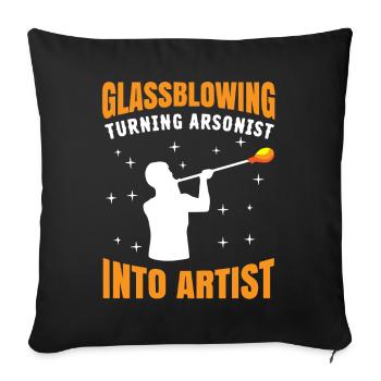 Glass blowing, Aronist, glass blower, glass blower - Sofa pillowcase 17,3'' x 17,3'' (45 x 45 cm) - black - Front