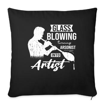 Glassblowers, glass production, glass craftsmanship - Sofa pillowcase 17,3'' x 17,3'' (45 x 45 cm) - black - Front