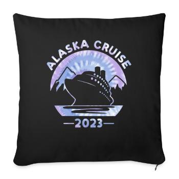 Alaska Cruise 2023 Tie Dye Print Voyage en famille - Housse de coussin décorative 45 x 45 cm - noir - Devant