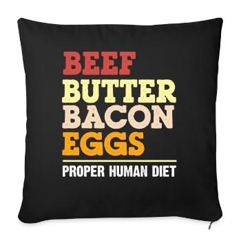 Keto diet, carbohydrate-free diet, keto - Sofa pillowcase 17,3'' x 17,3'' (45 x 45 cm) - black - Front